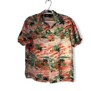 Ralph Lauren Double RL Coral and Green Tropical Button-Down Shirt